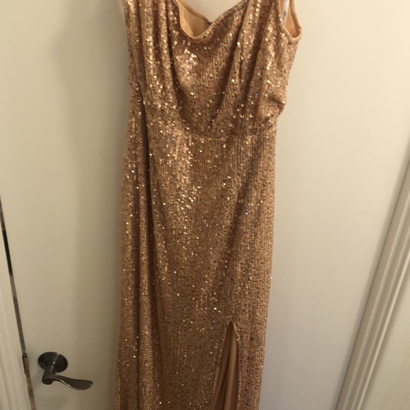 Glittery gold long dress! Only worn once. - Picture 2 of 2